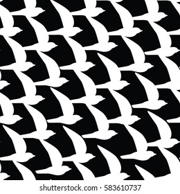 template flock of birds.  Laser cutting template for greeting cards, envelopes, decorations.