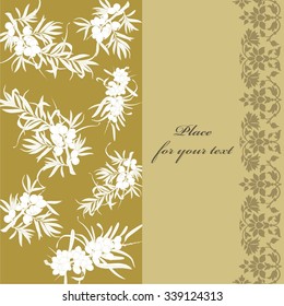 Template with floral elements and ornament for invitations, calendars, greeting cards. Vector illustration