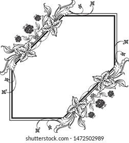 Template of floral frame, design element for cards. Vector