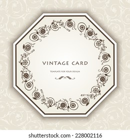 Template floral frame on seamless background.