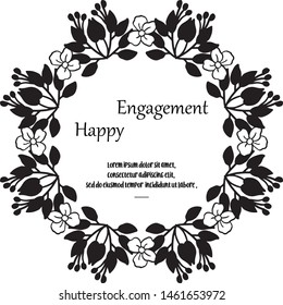 Template floral frame, style frame unique and elegant, card happy engagement. Vector