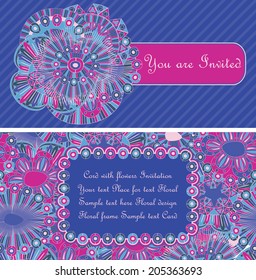 Template of floral invitation. Floral hand-drawn background. Floral card              