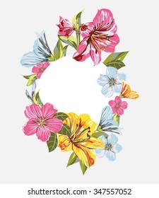 Template Flower Bouquets on isolated background. Vector Colorful blooming branches. Flower composition for your design Wedding invitations, Thank You Card, Save the Date card and etc.
