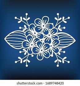 Template of flower composition  for laser cutting. Vector pattern of flower bouquet  for mothers day. Illustration for gardening.