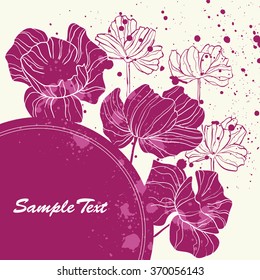 Template with flowers.  Vector illustration for invitations, wedding, birthday, greeting cards  and other printing projects.