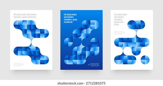 Template with fluid geometric shapes. Background with metaball fusion. Layout for flyer, poster or cover.