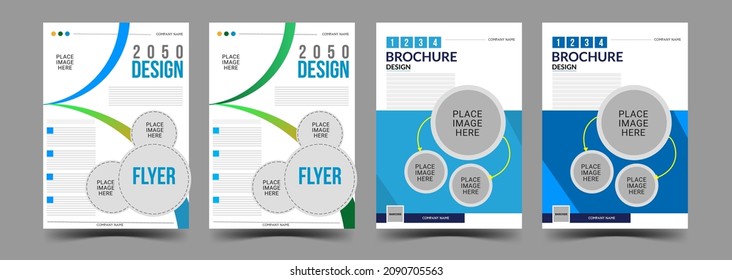 Template flyer A4 with space for a photo. brochure design in 2 color options,vector template in A4 size - Vector