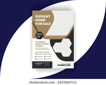 Template flyer A4 with space for a photo. brochure design in 5 color options with ribbons, icons and text. Vector illustrations. Set