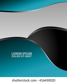 Template flyer background for business design in A4 size,  blue turquoise circle curve element with black space,Â 
