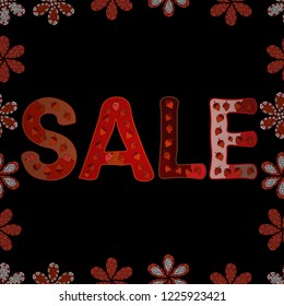 Template for flyer, banner, ad, poster, print design. Illustration in black, red and orange colors. Seamless. Giveaway banner for summer contests in social media. Vector illustration.