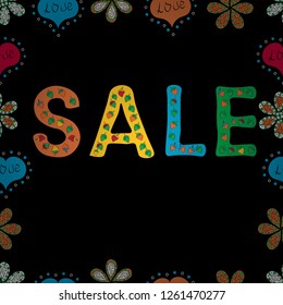 Template for flyer, banner, ad, poster, print design. Seamless. Vector illustration. Illustration in black, orange and green colors. Giveaway banner for summer contests in social media.