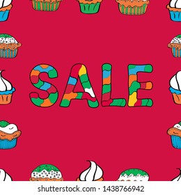 Template for flyer, banner, ad, poster, print design. Seamless. Vector illustration. Illustration in red, green and orange colors. Giveaway banner for summer contests in social media.