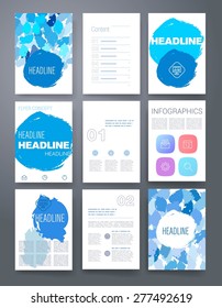 Template. Flyer, Brochure Design set.Vector brochure design templates collection. Applications and Infographic Concept. Modern flat design icons for mobile or smartphone on a light background. 