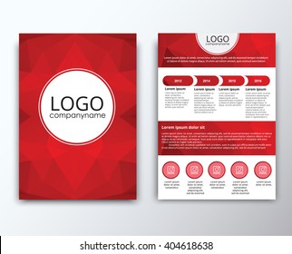 Template flyer (brochures, reports) for printing, advertising polygonal red elements and space of the logo. Vector illustration
