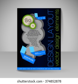 Template of flyer for business brochures, presentations, websites, magazine covers. Editable vector design elements.