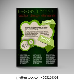 Template of flyer for business brochures, presentations, websites, magazine covers. Editable vector design elements.