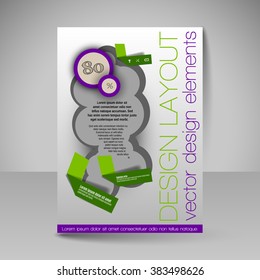 Template of flyer for business brochures, presentations, websites, magazine covers. Editable vector design elements.