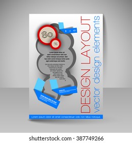 Template of flyer for business brochures, presentations, websites, magazine covers. Editable vector design elements.