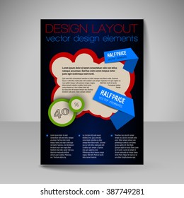 Template of flyer for business brochures, presentations, websites, magazine covers. Editable vector design elements.