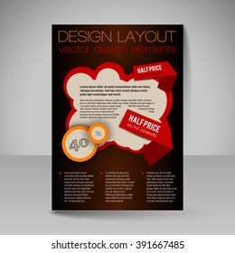 Template of flyer for business brochures, presentations, websites, magazine covers. Editable vector design elements.