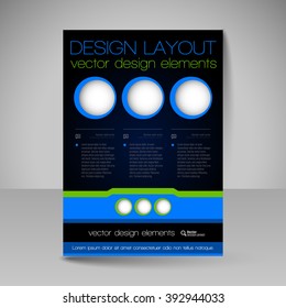Template of flyer for business brochures, presentations, websites, magazine covers. Editable vector design elements.