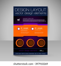 Template of flyer for business brochures, presentations, websites, magazine covers. Editable vector design elements.