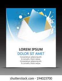 Template flyer cover and compound leaves on the abstract background