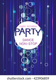 Template flyer poster colorful pattern on a dark background.
 Dance party poster. Creative abstract vector background.