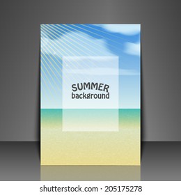 Template flyer with summer background. Eps10 Vector illustration