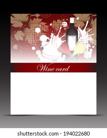 Template flyer for wine card with glasses and bottles/vector illustration