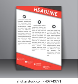 Template flyers, brochures for the report, and print advertising. Template  of material in the style of design with black and red elements in the form of arrows. Vector illustration