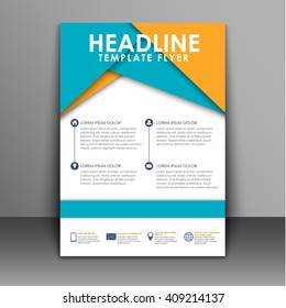 Template flyers, brochures for the report, and print advertising. Cover material in the style design with blue and yellow sheets of paper with shadow. Vector illustration