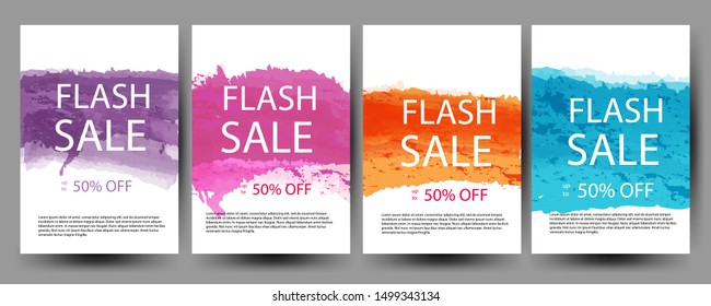 Template flyers and cards with watercolor effects. Set - vector stock.
