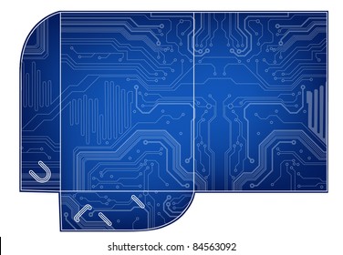 template for folder design with circuit draw