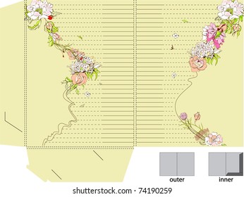 Template for folder with flowers