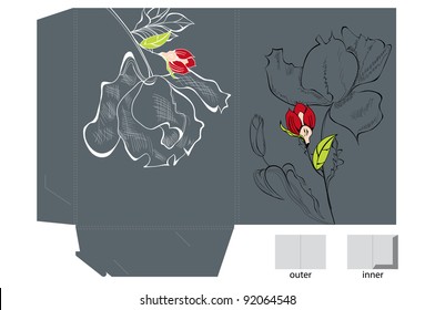 Template for folder with flowers