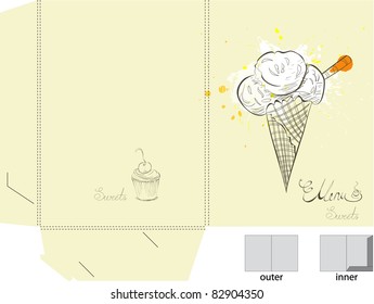 Template for folder with ice cream