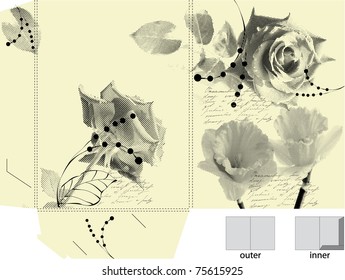 Template for folder with original floral element