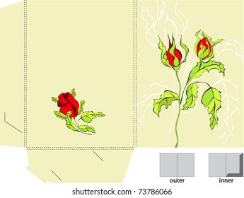 Template for folder with roses