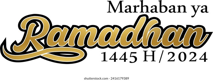 Template Font Gold Marhaban ya Ramadhan which means Welcome Ramadhan