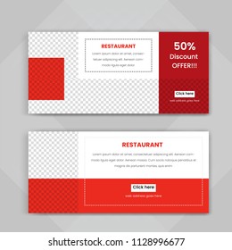 Template of Food web banners Set with diagonal elements for a photo. Universal design for advertising business, travel, food and restaurant. Photo of a mosaic for a sample.