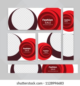 Template of Food web banners Set with diagonal elements for a photo. Universal design for advertising business, travel, food and restaurant. Photo of a mosaic for a sample.