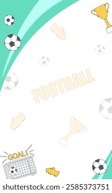 Template with football items and copy space on a white background. Popular sports. Vector illustration for poster, banner, invitation.