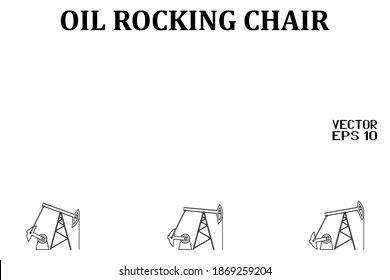 Template of Form for Black and White Oil Rocking Chair. Silhouette of Pump Oil Rig Isolated on White Background. Vector. 3D Illustration