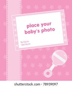 Template frame design for baby girl photo no.1 vector illustration