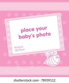 Template frame design for baby girl photo no.2 vector illustration