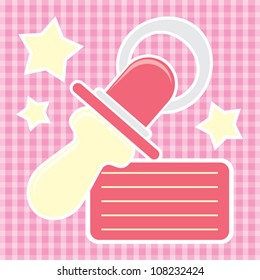 Template frame design for baby memories with baby accessories with place for text, scrapbook concept, vector background
