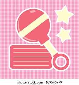 Template frame design for baby memories with baby accessories with place for text, scrapbook concept, vector background
