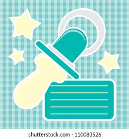 Template frame design for baby memories with baby accessories with place for text, scrapbook concept, vector background