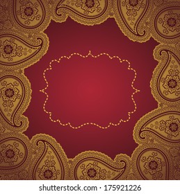 Template frame design for card ,background, packaging,invitations,template.Decorative element border.Orient traditional ornament,motif.Imitation handmade lace.Vector illustration.